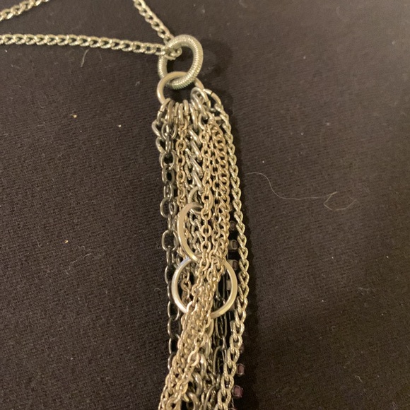 Multi Layered Silver Chain Necklace.Silver tone and black .Beautiful!!! - Picture 6 of 7